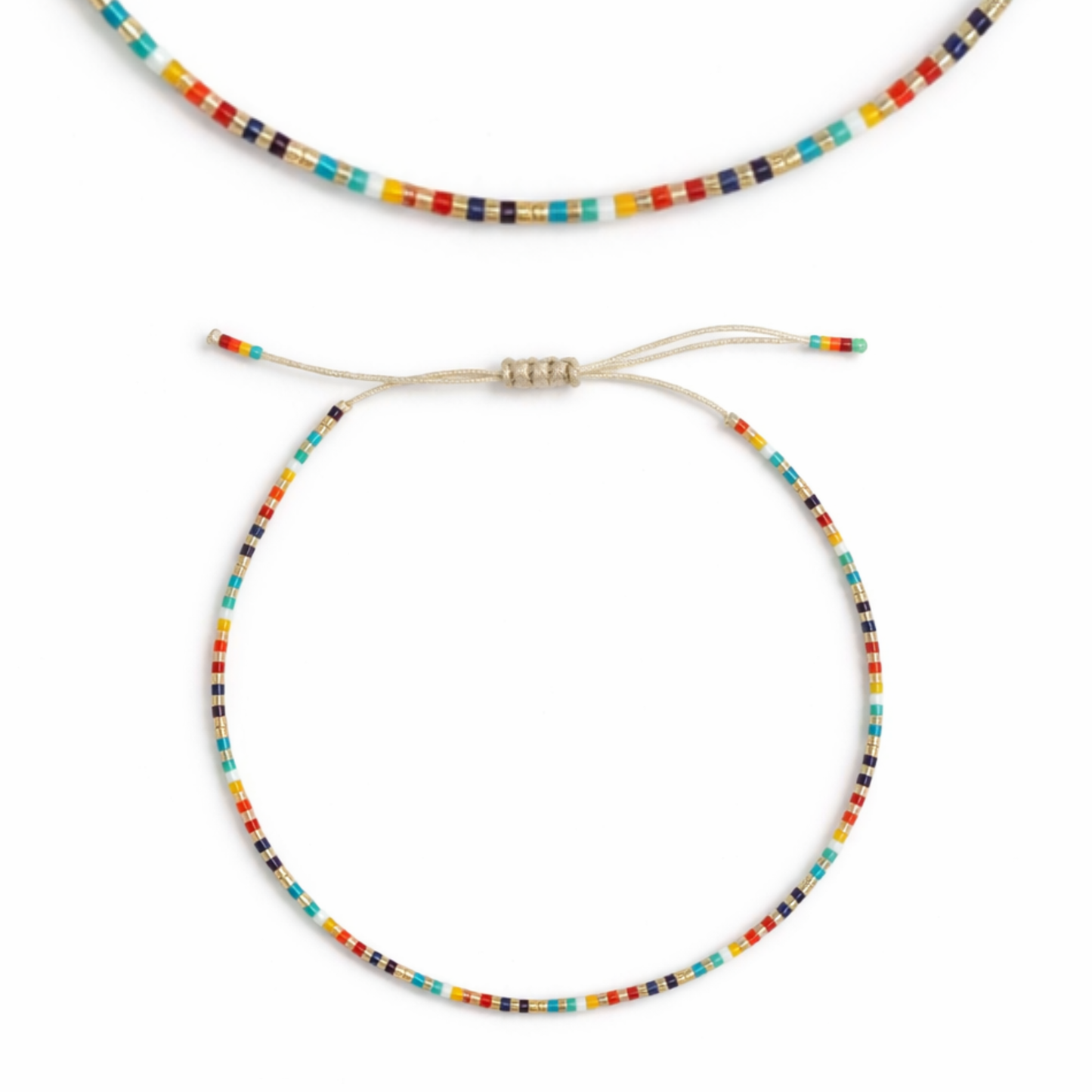 Coral Reef Adjustable Beaded Anklet