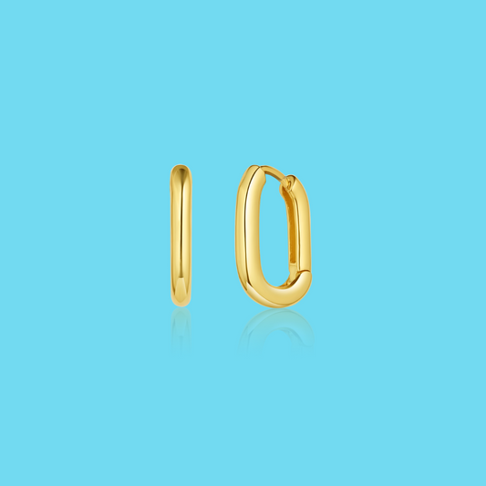 Gold Small Oval Shaped Hoop Earrings