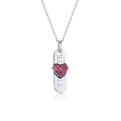 Skateboard Charm Necklace in Multicolor Druzy