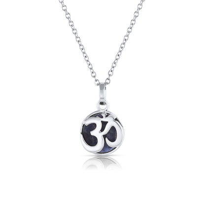 Yoga OM Charm Necklace in Lapis Lazuli