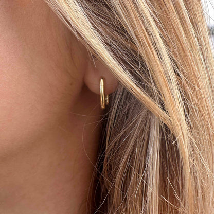 Gold Small Oval Shaped Hoop Earrings