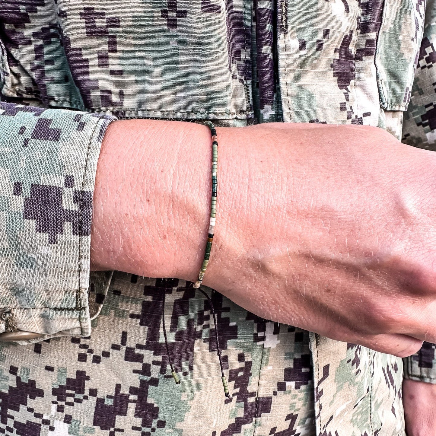 Military Adjustable Beaded Bracelet