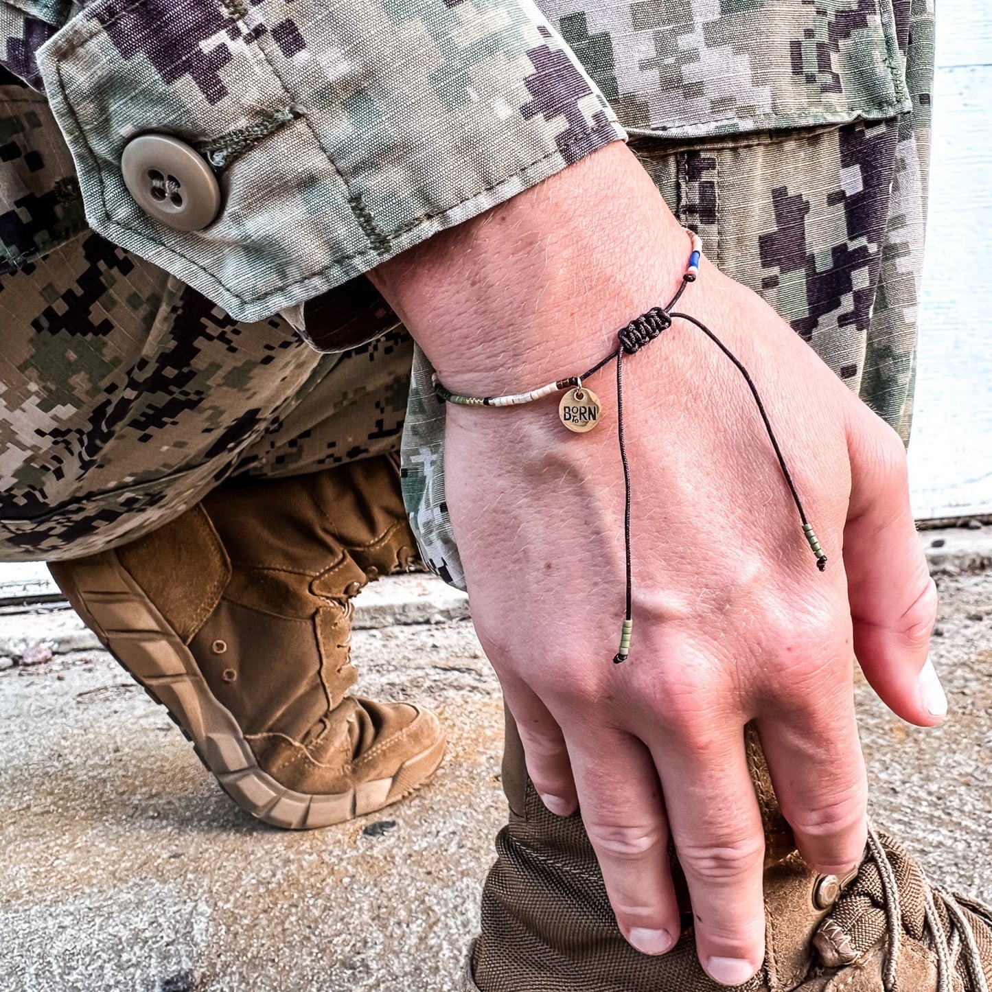 Military Adjustable Beaded Bracelet