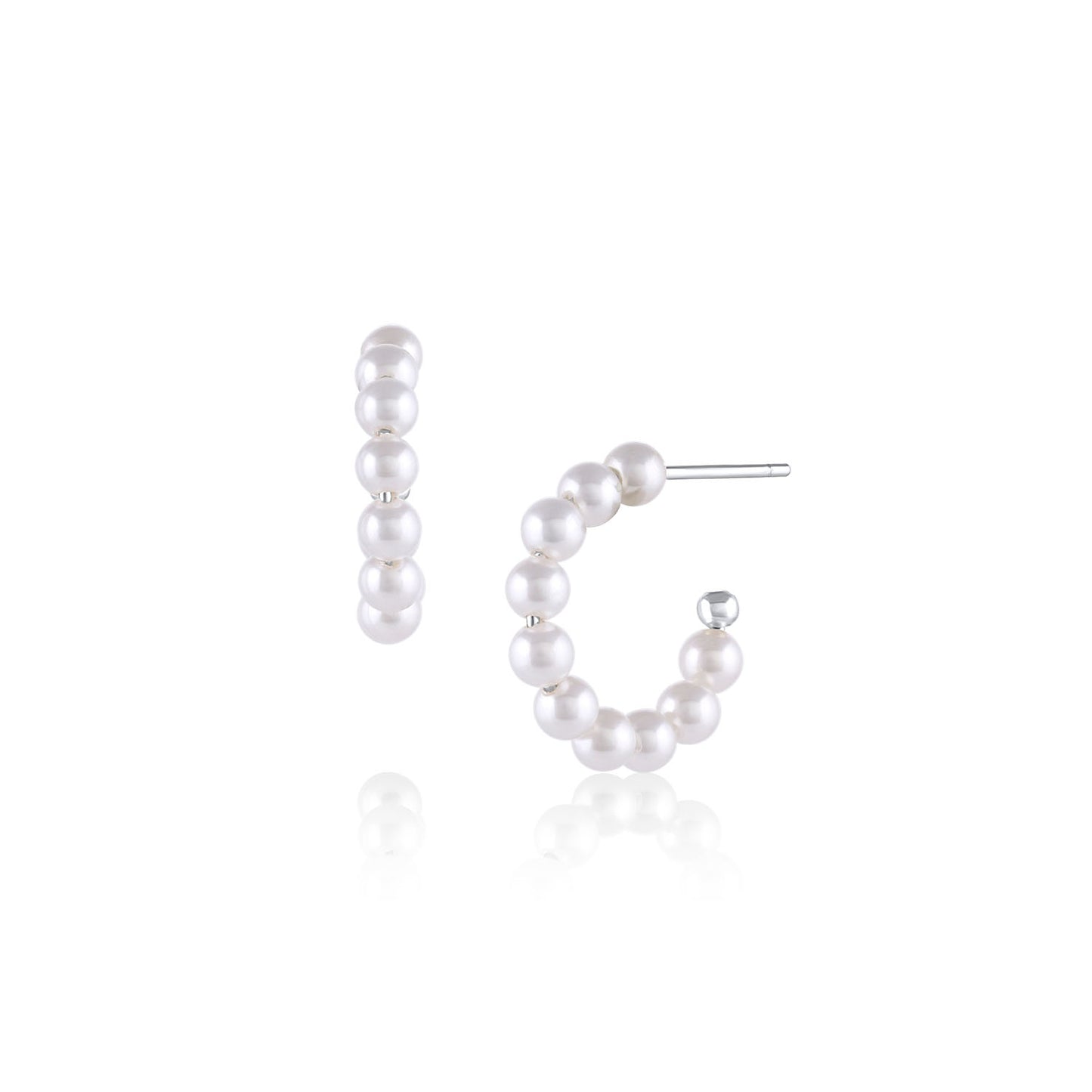 Silver Pearl Hoop Earrings