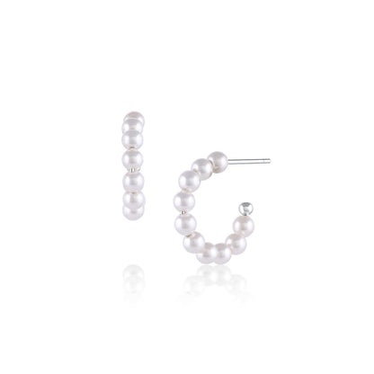 Silver Pearl Hoop Earrings