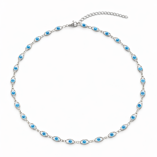 Evil Eye Choker Necklace - White