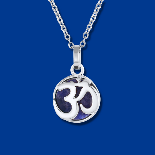 Yoga OM Charm Necklace in Lapis Lazuli