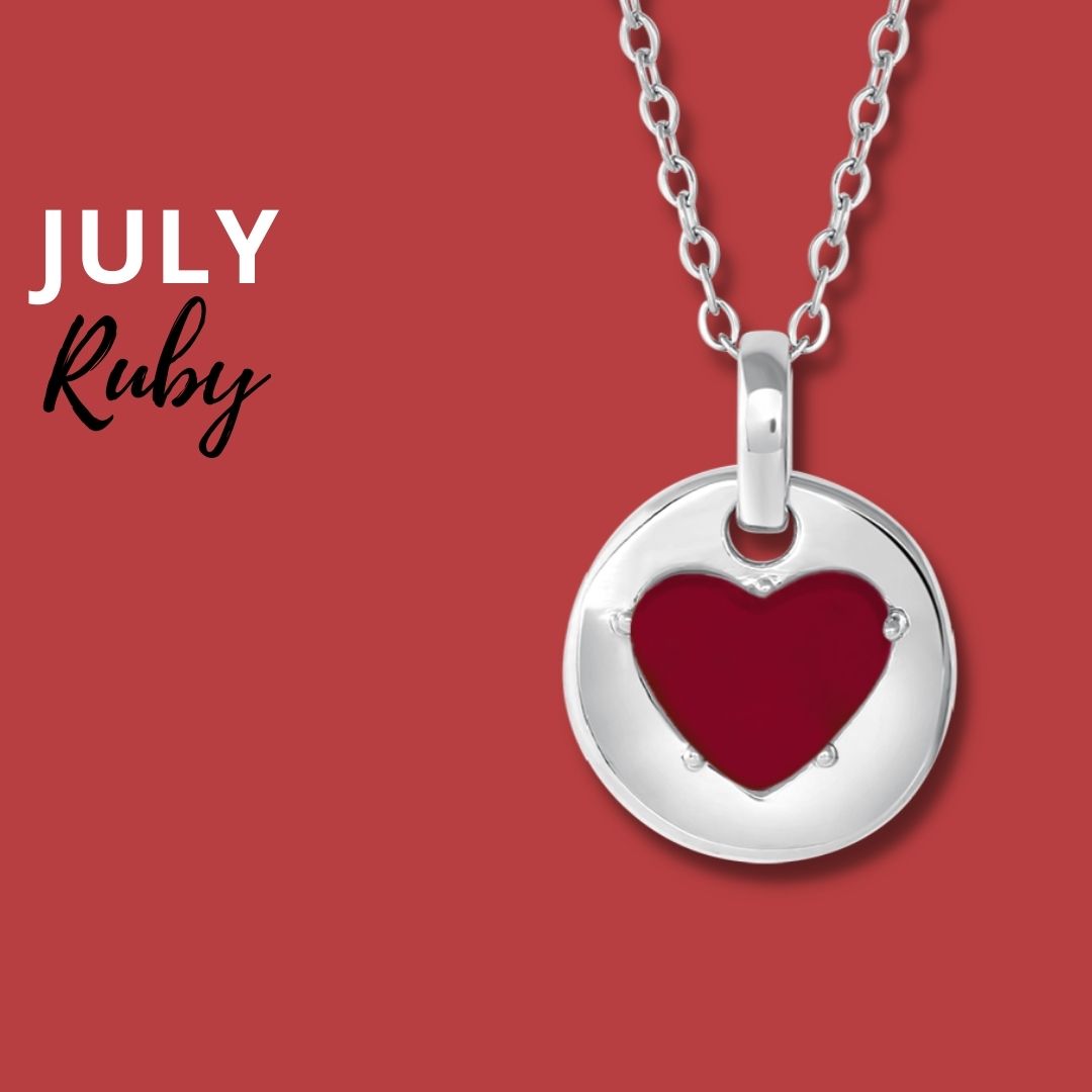 Ruby is July's birthstone and the gem for the 15th & 40th wedding anniversaries. This unique charm necklace is the perfect gift for yourself, Mother's Day, Valentine's Day, graduation, Christmas and birthdays. A personalized gift idea for every mom, grandma, bride, bridesmaid, daughter, wife, mother-in-law & loved one.
