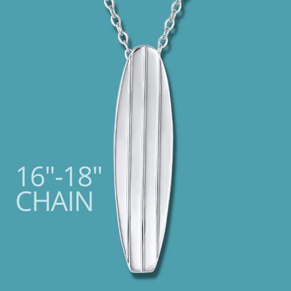 Longboard Surfboard Charm Necklace - 16"-18" Chain