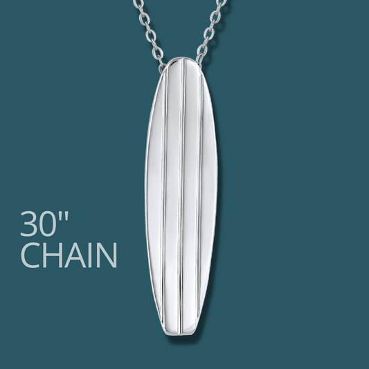 Longboard Surfboard Charm Necklace - 30" Chain