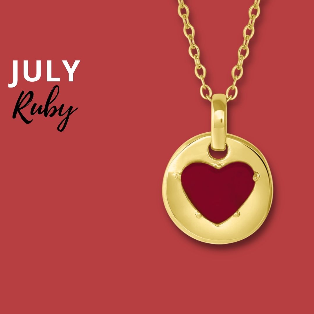 Ruby is July's birthstone and the gem for the 15th & 40th wedding anniversaries. This unique charm necklace is the perfect gift for yourself, Mother's Day, Valentine's Day, graduation, Christmas and birthdays. A personalized gift idea for every mom, grandma, bride, bridesmaid, daughter, wife, mother-in-law & loved one.