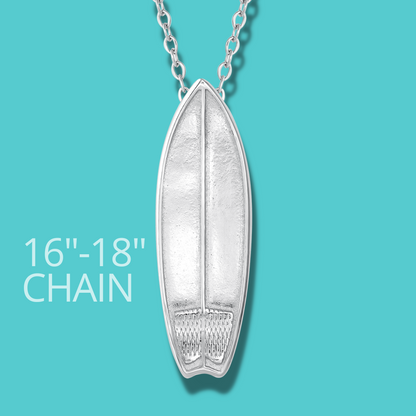 Surfboard Charm Necklace - 16"-18" Chain