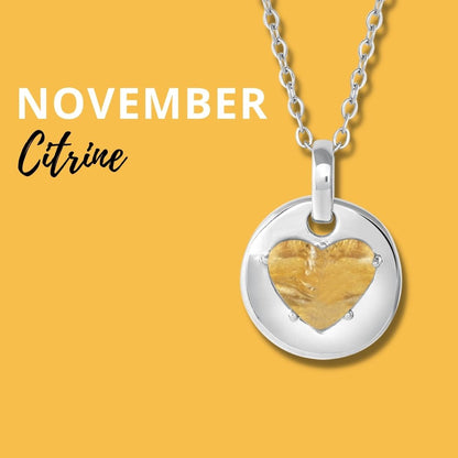 Citrine is November's birthstone and the gem for the 13th wedding anniversary. This unique charm necklace is the perfect gift for yourself, Mother's Day, Valentine's Day, graduation, Christmas and birthdays. A personalized gift idea for every mom, grandma, bride, bridesmaid, daughter, wife, mother-in-law & loved one.