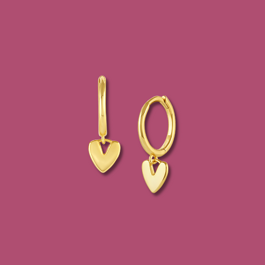 Gold Heart Hoops