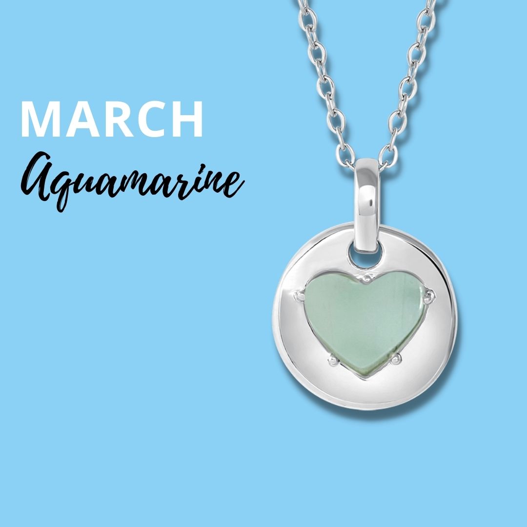 Aquamarine is March's birthstone and the gem for the 19th wedding anniversary. This unique charm necklace is the perfect gift for yourself, Mother's Day, Valentine's Day, graduation, Christmas and birthdays. A personalized gift idea for every mom, grandma, bride, bridesmaid, daughter, wife, mother-in-law & loved one.