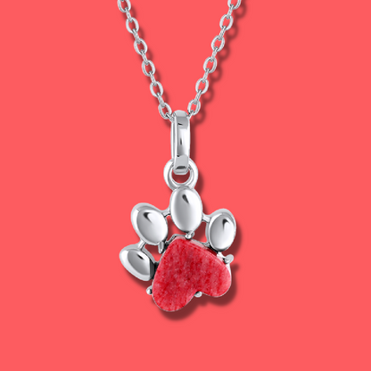 Paw Print  Charm Necklace in Red Feldspar
