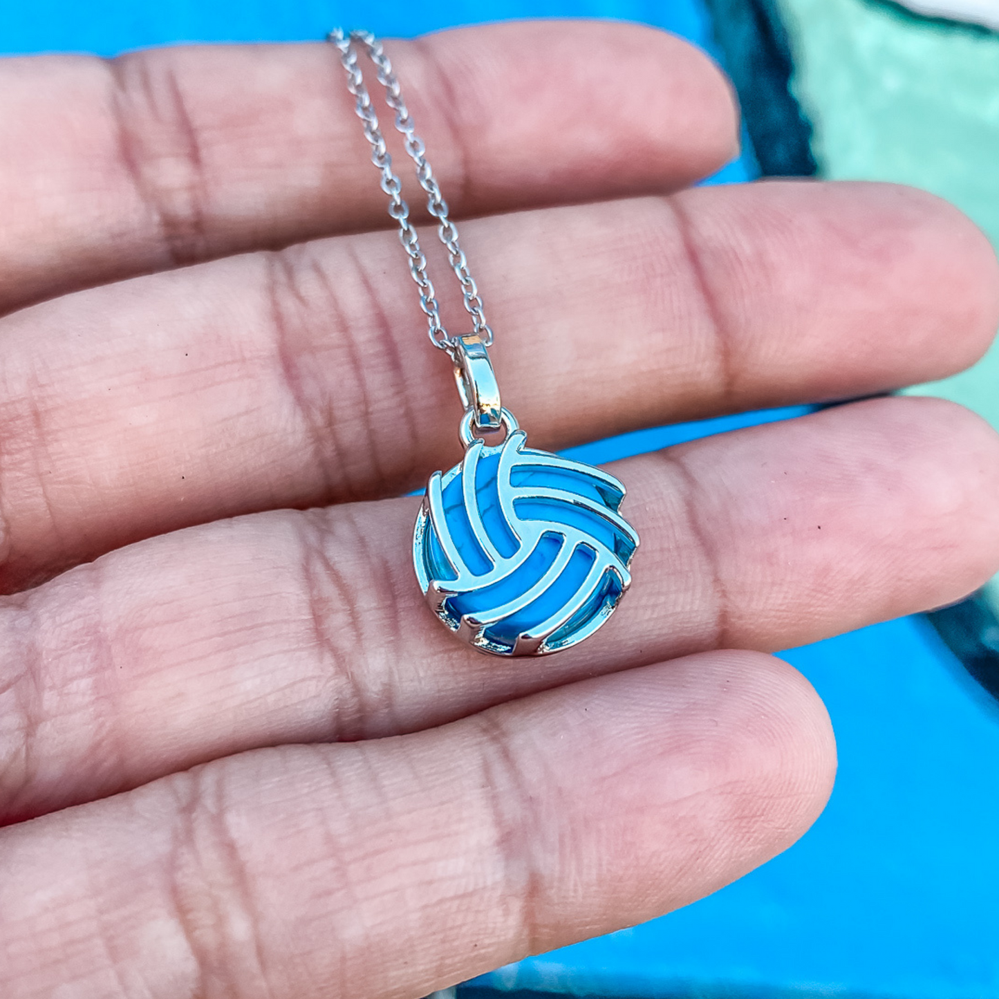 Volleyball charm necklace, handmade jewelry made by born to rock jewelry