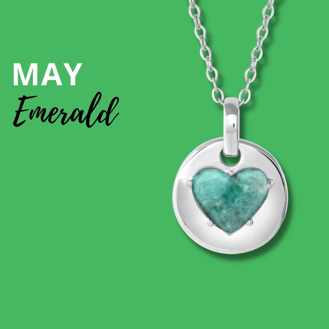 Emerald is May's birthstone & the gem for the 20th & 25th wedding anniversaries. This unique charm necklace is the perfect gift for yourself, Mother's Day, Valentine's Day, graduation, Christmas and birthdays. A personalized gift idea for every mom, grandma, bride, bridesmaid, daughter, wife, mother-in-law & loved one.