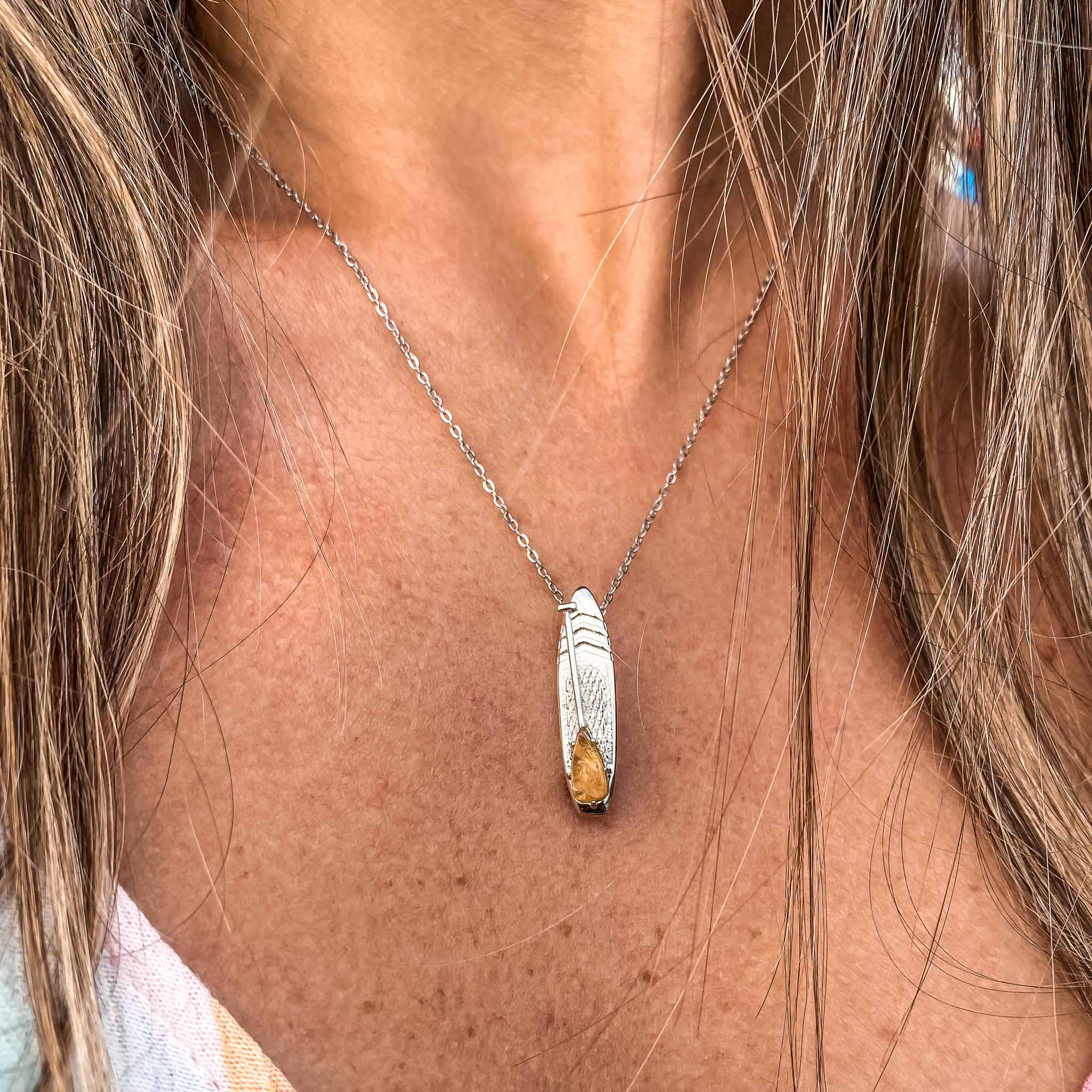 SUP Jewelry - Paddle Board November Birthstone Charm in Citrine