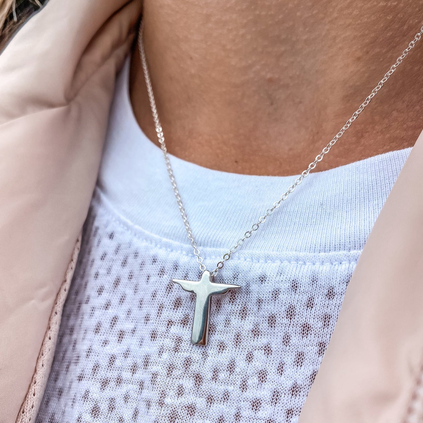 Christ the Redeemer Pendant Necklace in Sterling Silver made by Born to Rock Jewelry
