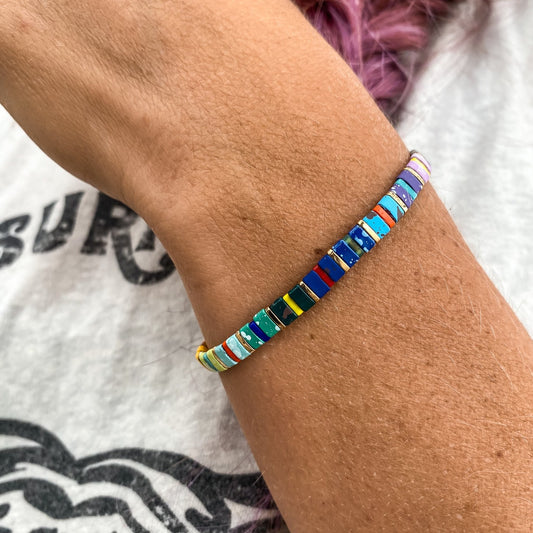 Matte Rainbow - Stretch Beaded Bracelet