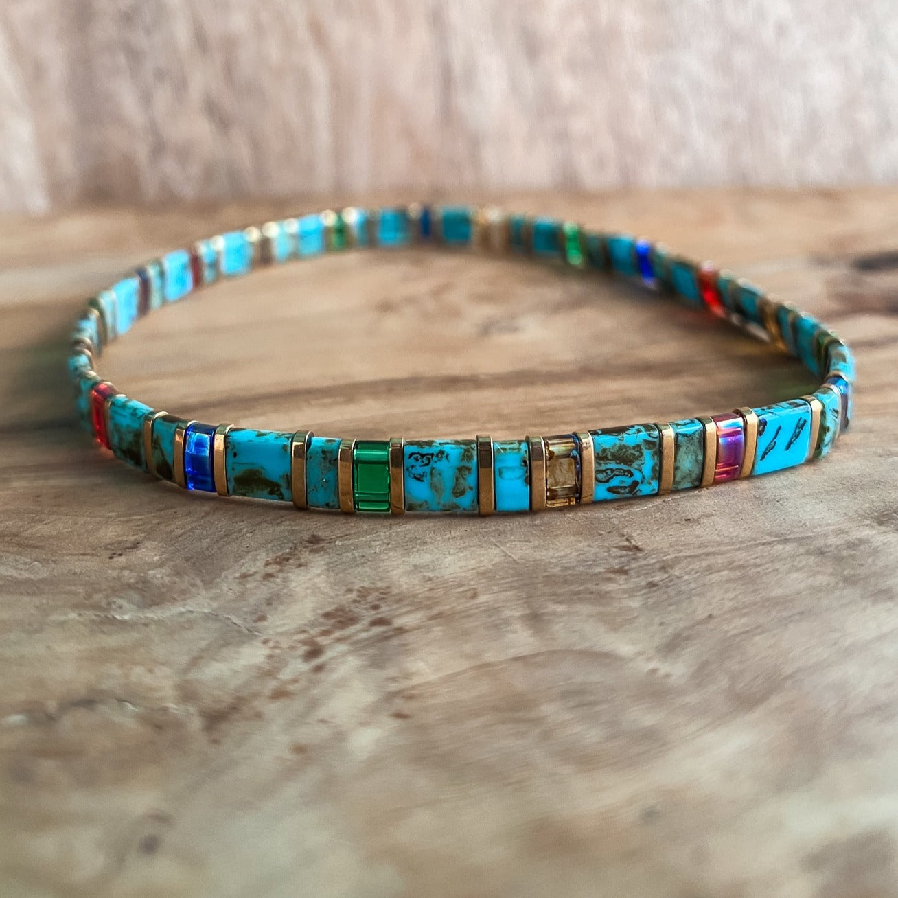 Turquoise - Stretch Beaded Anklet