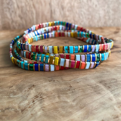 Shiny Rainbow - Stretch Beaded Bracelet