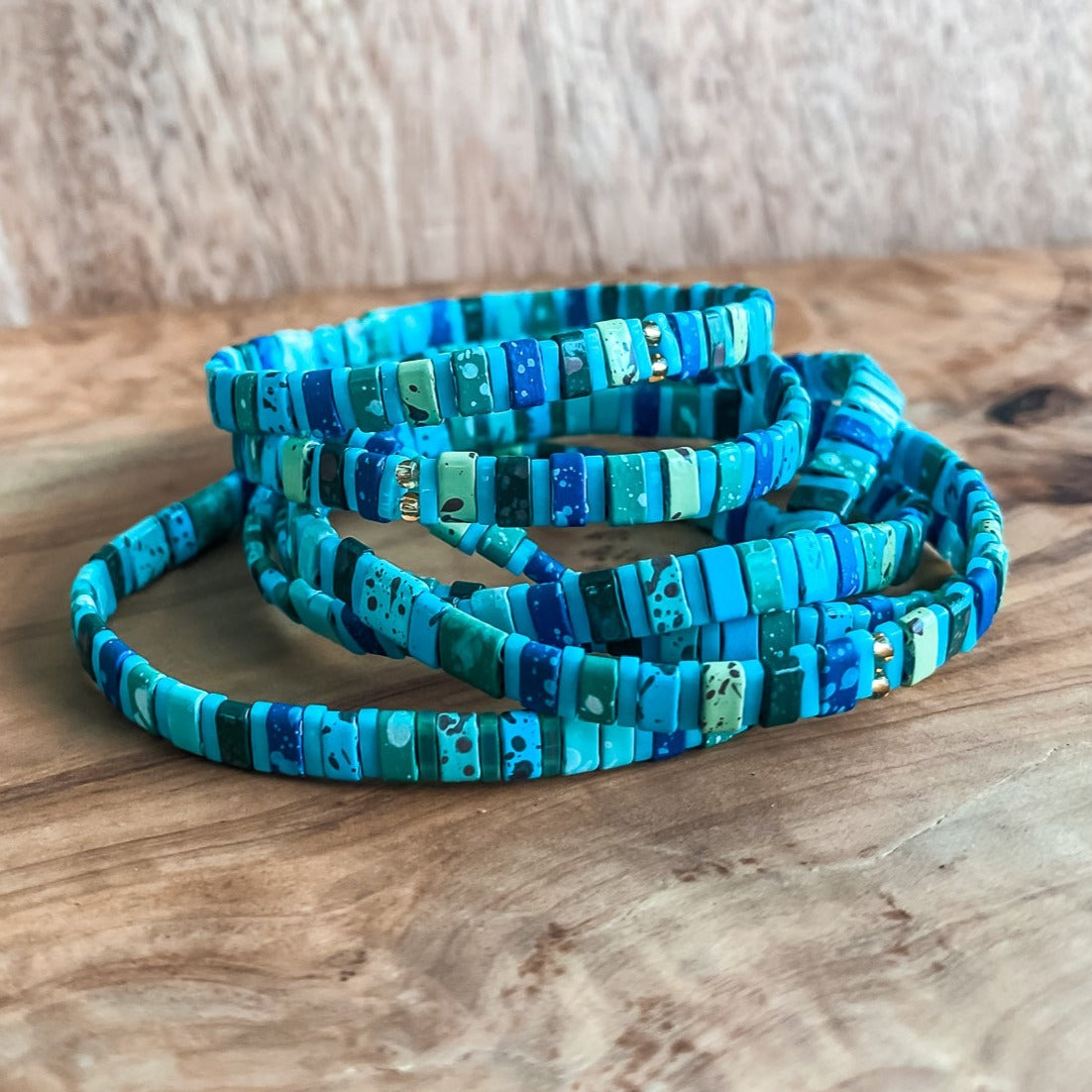 Aqua - Stretch Beaded Bracelet