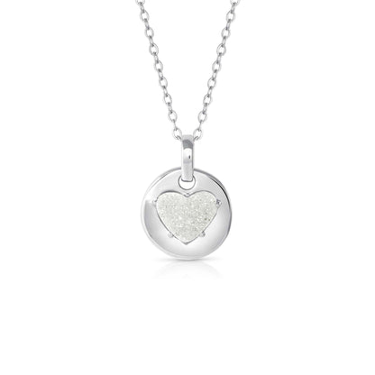APRIL Birthstone Jane Round Medallion Necklace in  Quartz Crystal-Born to Rock Jewelry - Diamond is April's birthstone and the gem for the 10th & 60th wedding anniversaries. This unique charm makes a great gift for yourself, Mother's Day, Valentine's Day, graduation, Christmas and birthdays. A personalized gift idea for every mom, grandma, bride, bridesmaid, daughter, wife, mother-in-law & loved one.
