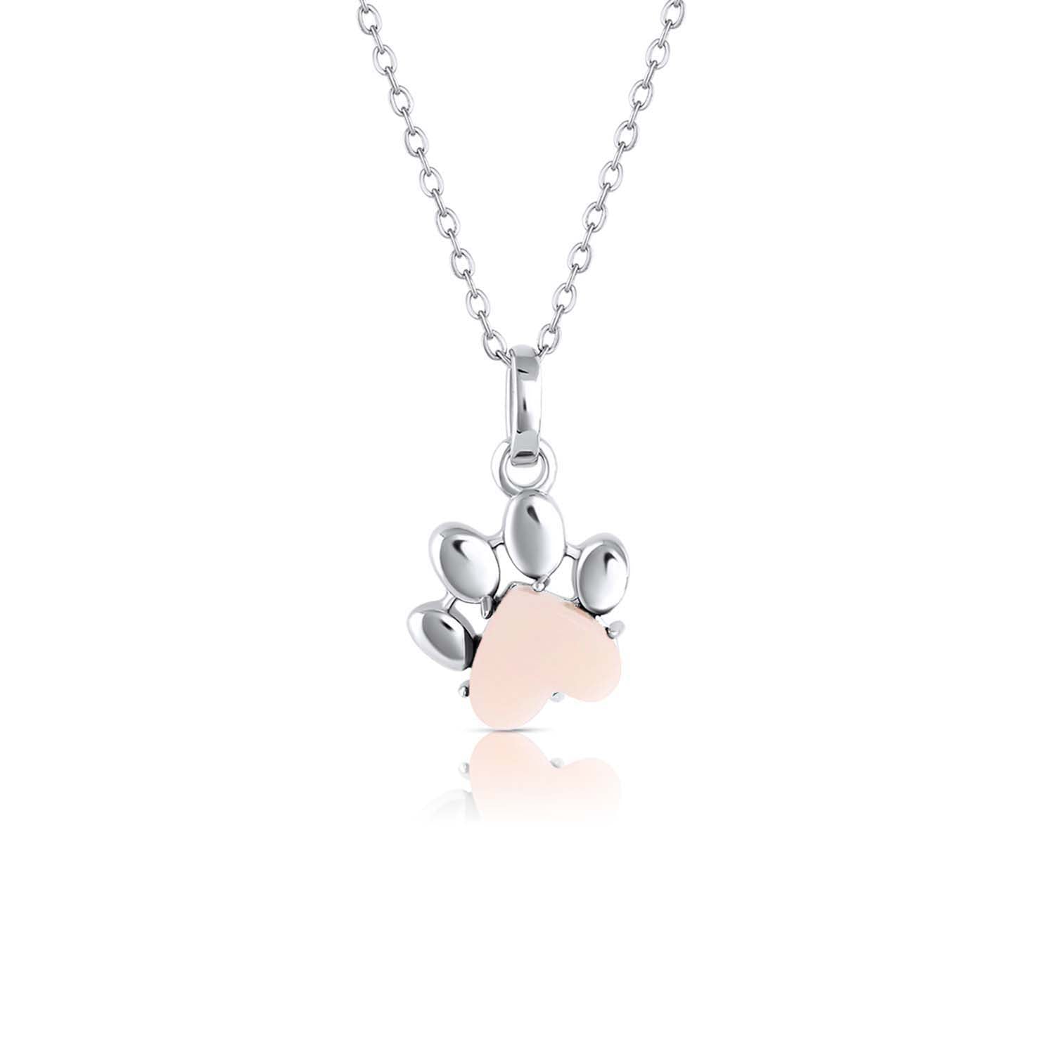 Pet Paw Charm Necklace in Mother-of-pearl. Best gift for pet moms and pet lovers. Made by Born to Rock Jewelry