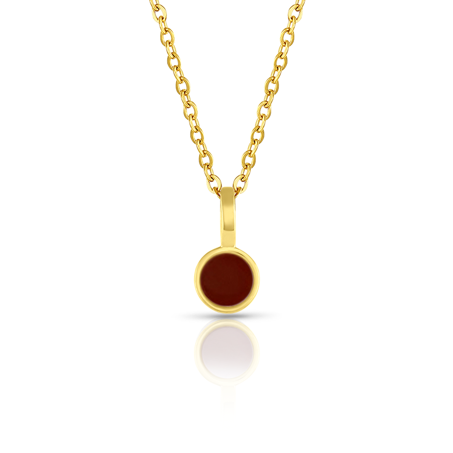5mm Round Charm Yellow Gold plated Necklace in Red Round Natural Dolomite Gemstone made by Born to Rock Jewelry