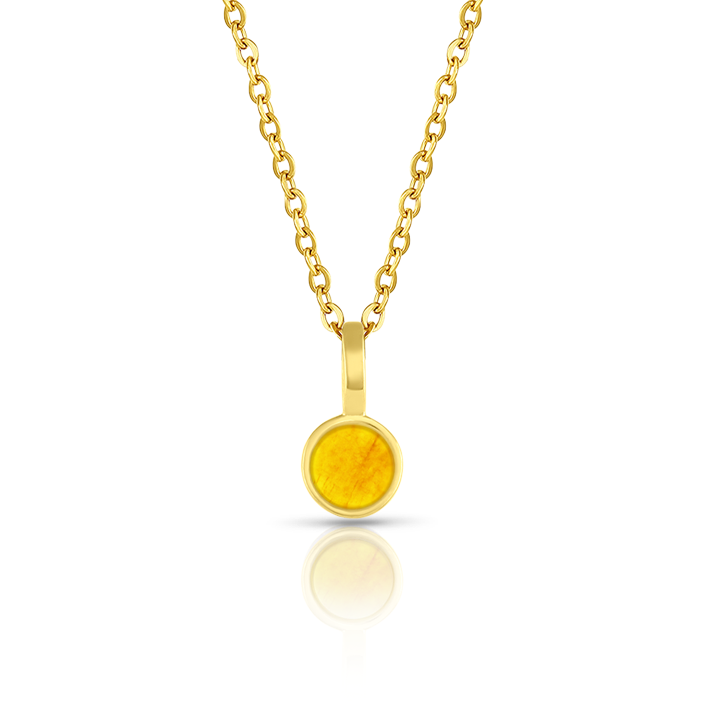 5mm Round Charm Yellow Gold plated Necklace in Yellow Round Natural Feldspar Gemstone made by Born to Rock Jewelry