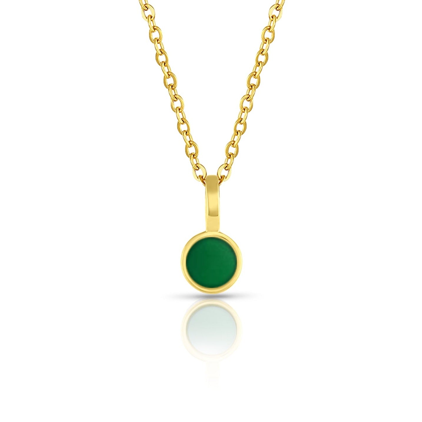 5mm Round Charm Necklace in Green Round Natural Agate Gemstone made by Born to Rock Jewelry