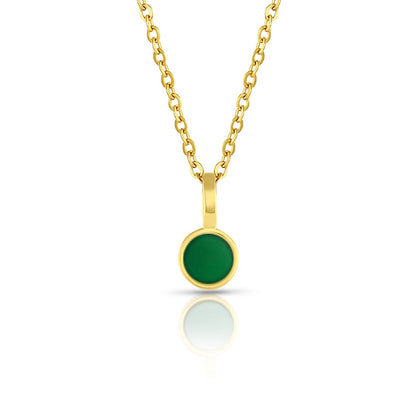 5mm Round Charm Necklace in Green Round Natural Agate Gemstone made by Born to Rock Jewelry