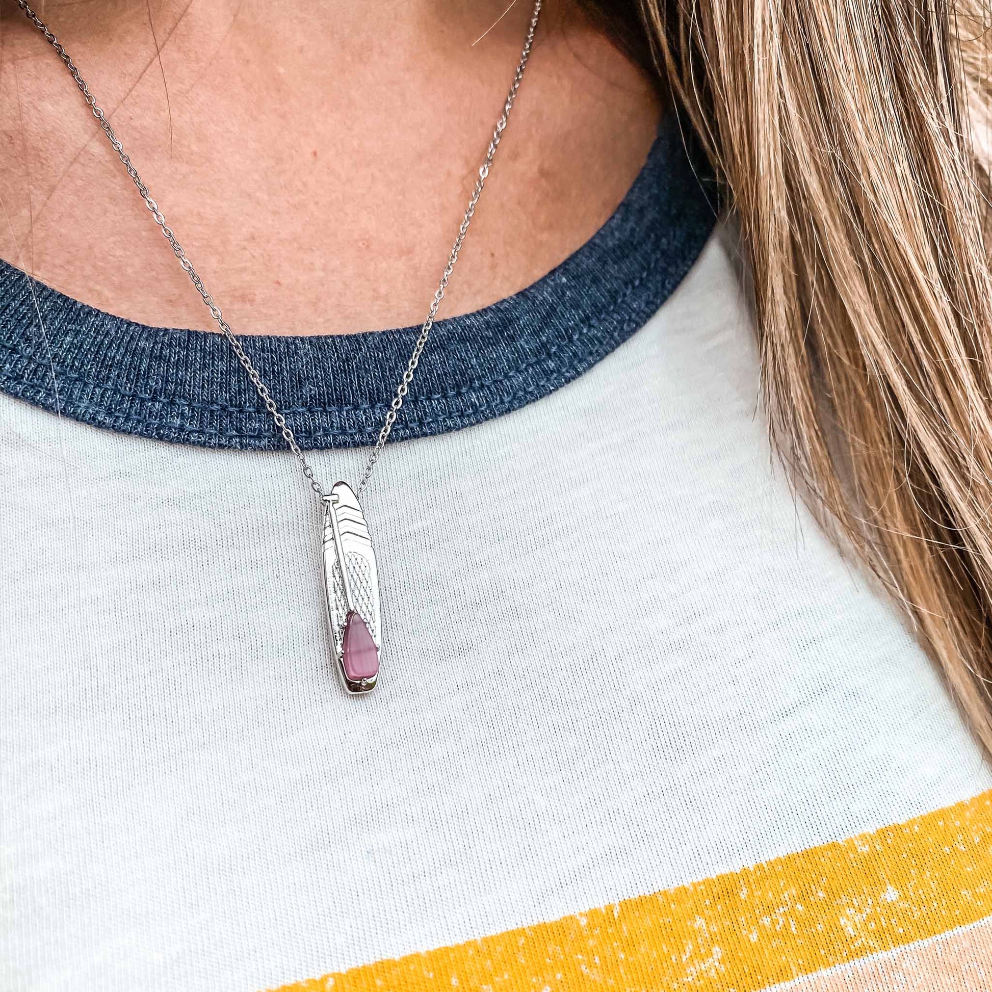 Looking for places to buy or rent a paddle board? This stand up paddle board pendant will be the best and highest performance SUP you'll ever find. Take your paddle board with you, even when you're not surfing, racing or touring. Shop October's birthstone SUP jewelry online or at a surf shop near you.